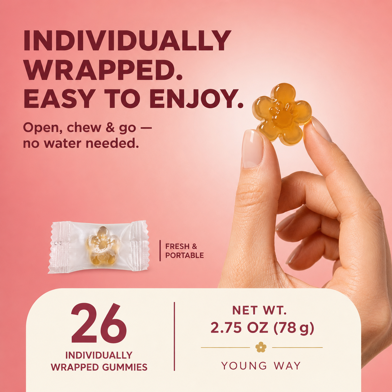 YOUNG WAY® Sodium Hyaluronate Collagen Peptide Soft Candy | Skin Hydration, Anti-Aging & Sleep Support Gummies (26 Pcs) 3 YOUNG WAY® Sodium Hyaluronate Collagen Peptide Soft Candy | Skin Hydration, Anti-Aging & Sleep Support Gummies (26 Pcs) - Image 3