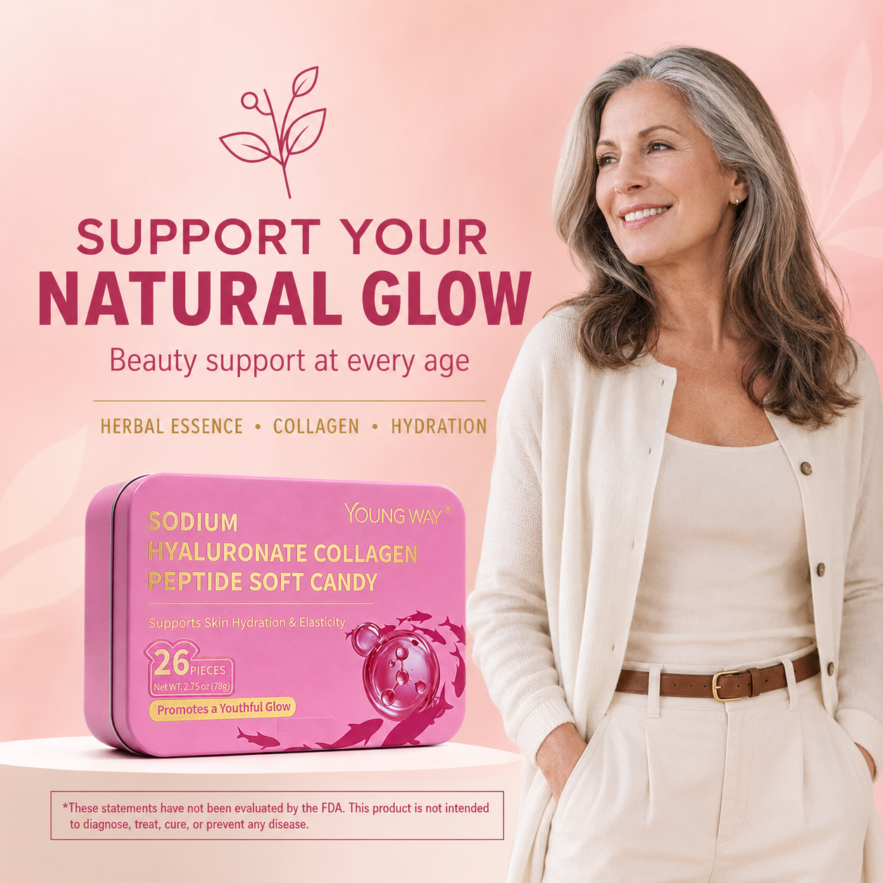 YOUNG WAY® Sodium Hyaluronate Collagen Peptide Soft Candy | Skin Hydration, Anti-Aging & Sleep Support Gummies (26 Pcs) 6 YOUNG WAY® Sodium Hyaluronate Collagen Peptide Soft Candy | Skin Hydration, Anti-Aging & Sleep Support Gummies (26 Pcs) - Image 6