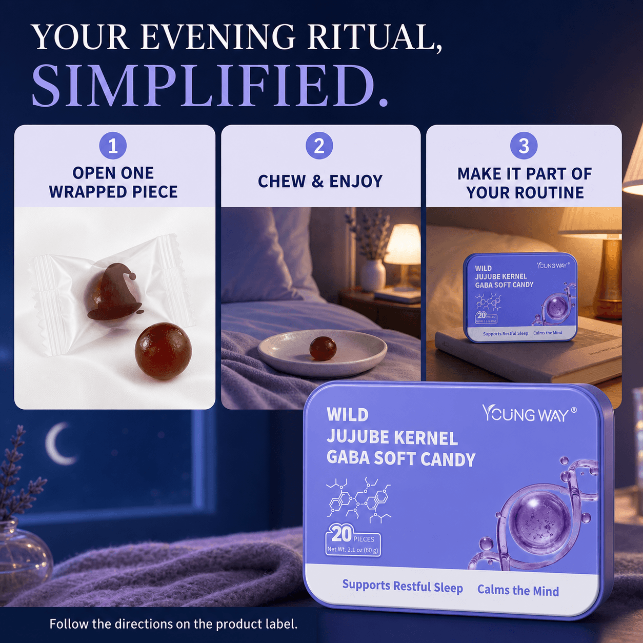 young way® wild jujube kernel gaba soft candy | melatonin free herbal sleep gummies for restful sleep & anxiety relief (20 pcs) young way® wild jujube kernel gaba soft candy | melatonin free herbal sleep gummies for restful sleep & anxiety relief (20 pcs)