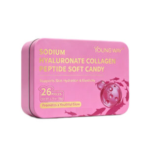 young way® sodium hyaluronate collagen peptide soft candy | skin hydration, anti aging & sleep support gummies (26 pcs)