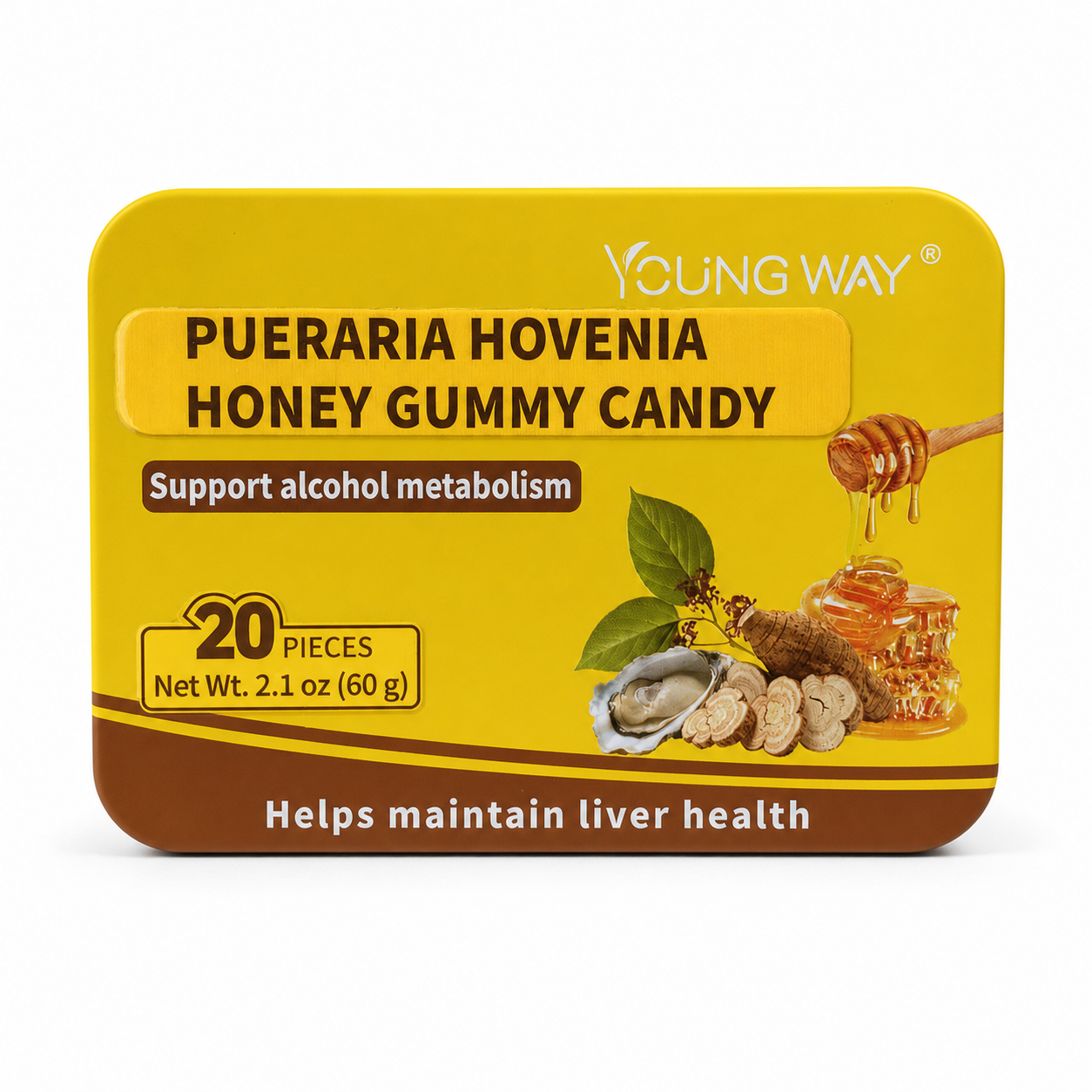 YOUNG WAY® Pueraria and Hovenia Dulcis Honey Soft Candy | Hangover Relief & Liver Support Gummies with Oyster Peptide (20 Pcs) 1 YOUNG WAY® Pueraria and Hovenia Dulcis Honey Soft Candy | Hangover Relief & Liver Support Gummies with Oyster Peptide (20 Pcs)