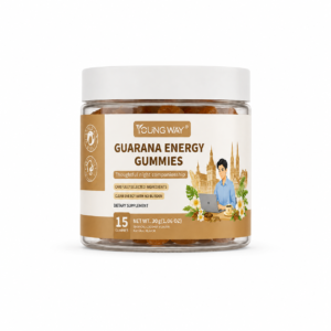 YOUNG WAY Guarana Energy Gummies – Tropical Coconut Flavor, 15 Count
